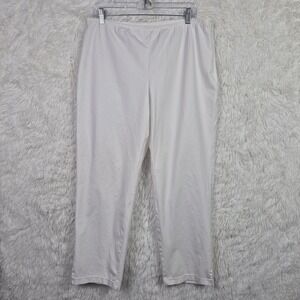 EILEEN FISHER White Pants Side Zip Tapered Legs Organic Cotton Size XL Resort